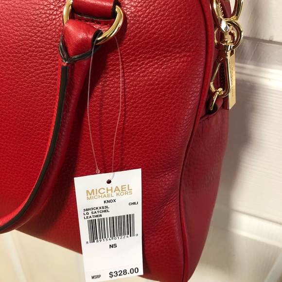 MICHAEL KORS Knox Chili Large Satchel Leather - Picture 6 of 8